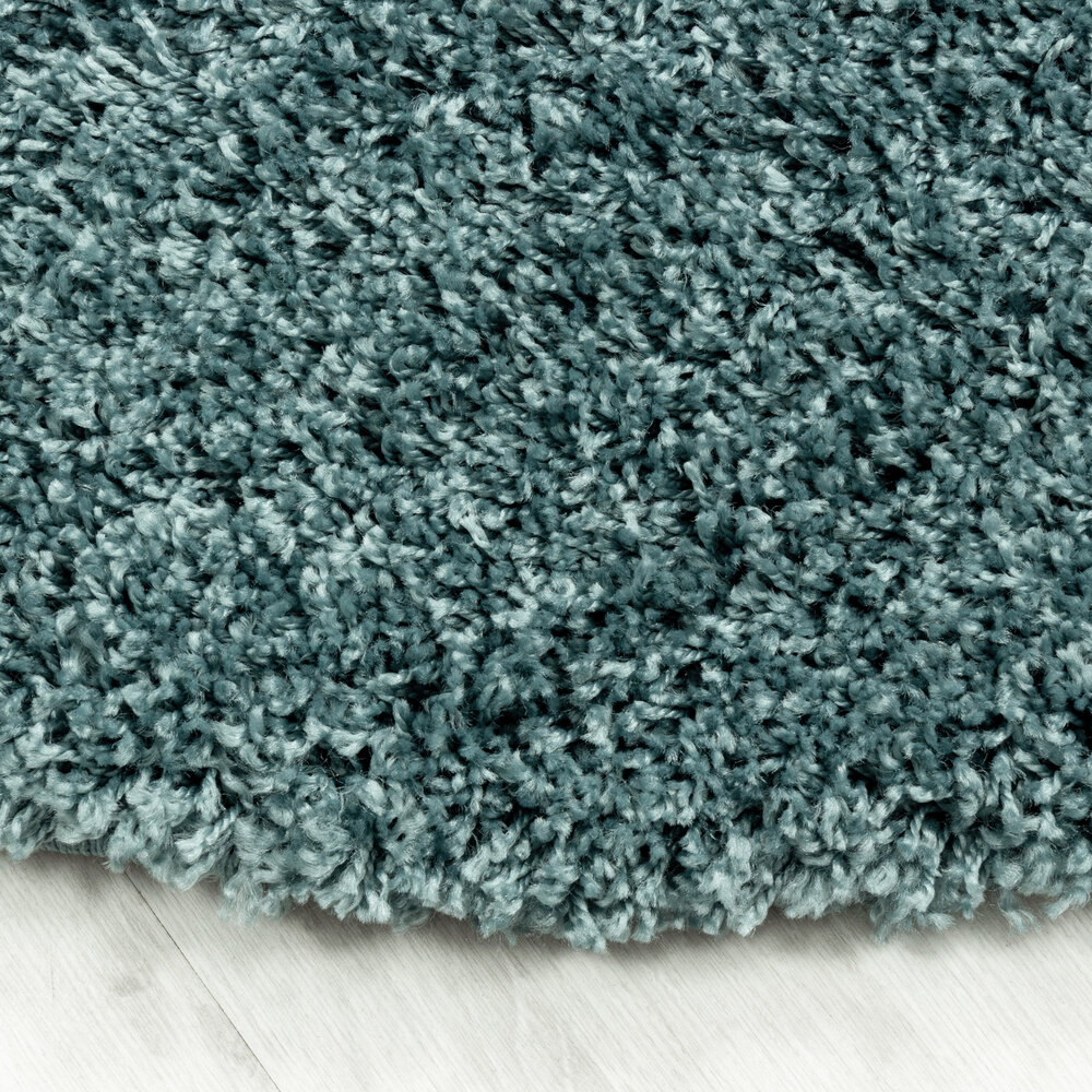 Azure Hochflorteppich einfarbig Aqua Blau - Rund
