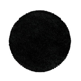 Azure Hochflorteppich Schwarz - Rund Azure Hochflorteppich Schwarz - Rund