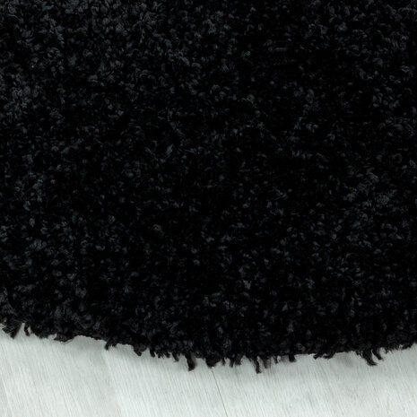 Azure Hochflorteppich Schwarz - Rund