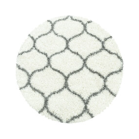 Azure Hochflor-Teppich Creme/Grau - Rund Azure Hochflor-Teppich Creme/Grau - Rund