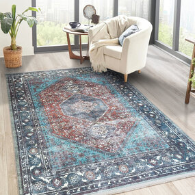 Vintage -Teppich - Adrasos Medaillon Waschbar & Vintage -Teppich - Adrasos Medaillon Waschbar &