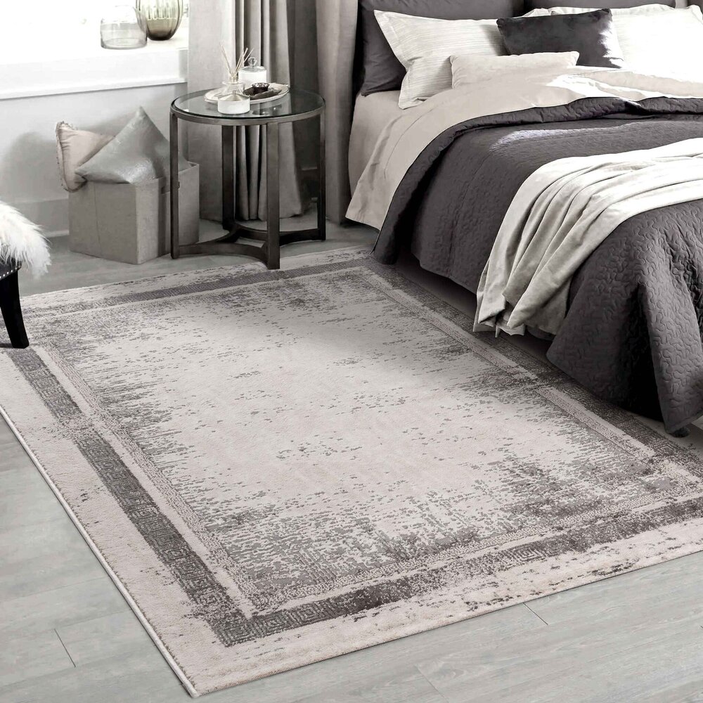 Teppich Tamara - Griechisches Motiv Modern Kurzflor - Grau