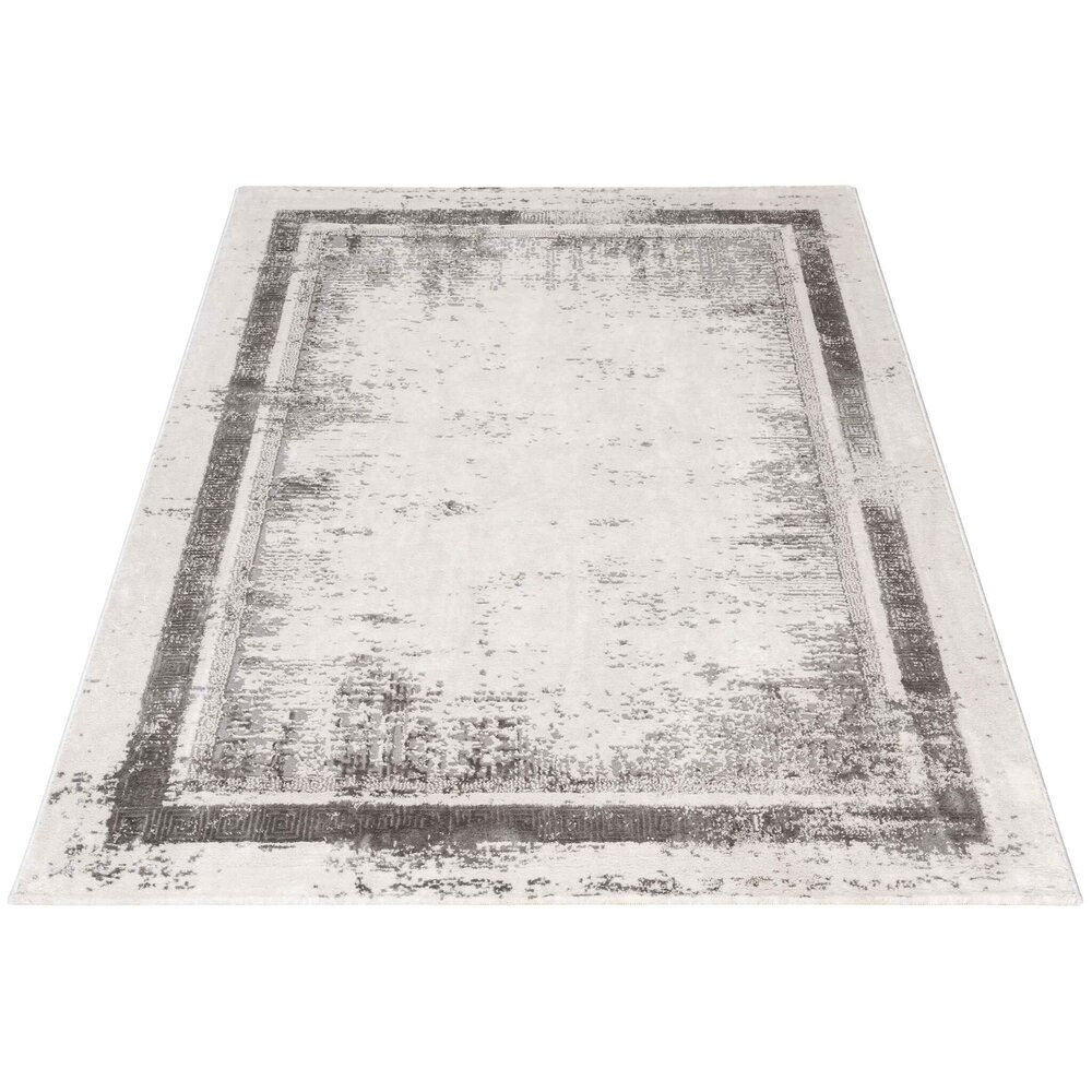 Teppich Tamara - Griechisches Motiv Modern Kurzflor - Grau