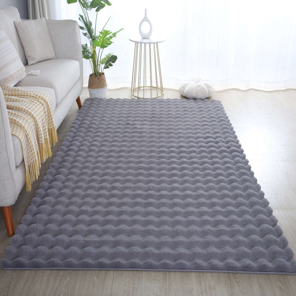 Felicia Hochflor Flauschiger Grau Teppich - 3d Design Felicia Hochflor Flauschiger Grau Teppich - 3d Design