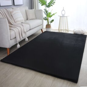 Teresa Hochflor Flauschiger Schwarz Teppich - Teresa Hochflor Flauschiger Schwarz Teppich -