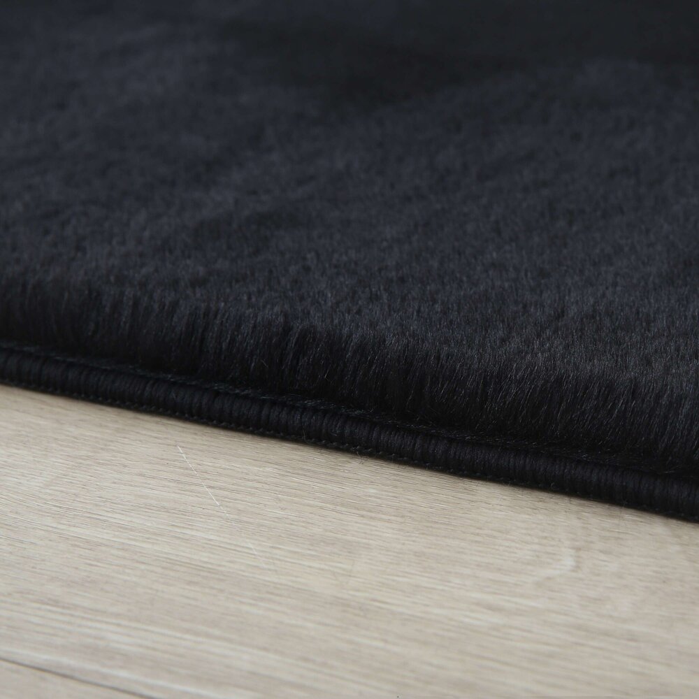 Teresa Hochflor Flauschiger Schwarz Teppich - Teresa Hochflor Flauschiger Schwarz Teppich -