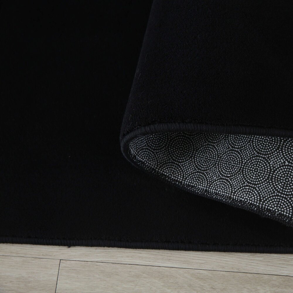 Alberta Kurzflor Flauschiger Schwarz Teppich - Alberta Kurzflor Flauschiger Schwarz Teppich -