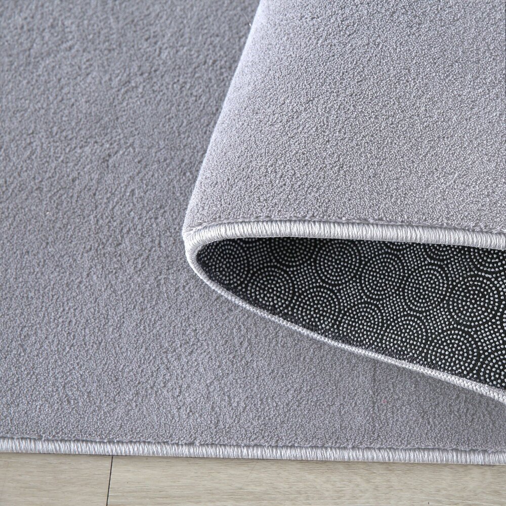 Alberta Kurzflor Flauschiger Silberner Teppich -