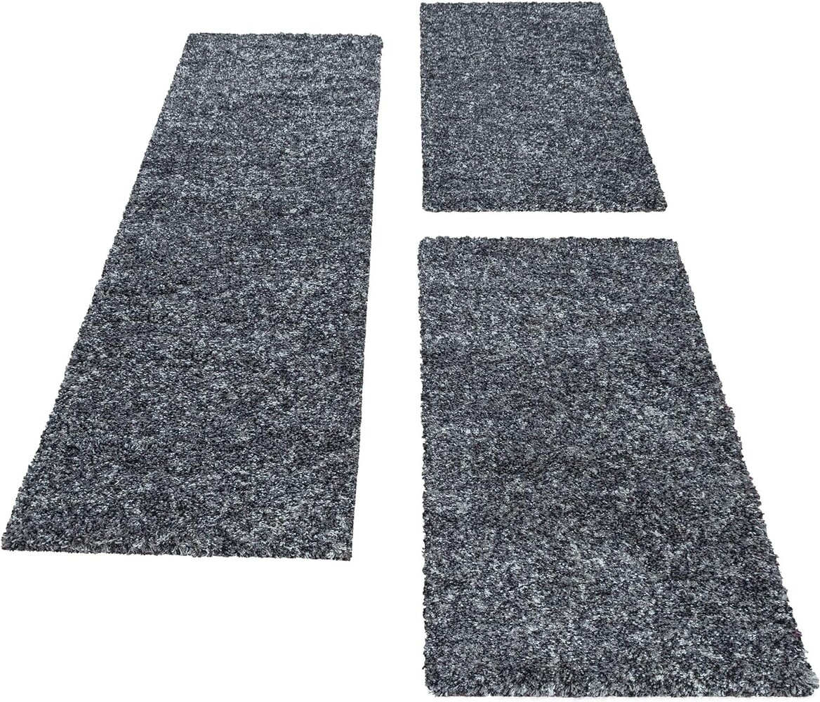 Hochflor-Läufer - Lorium Anthrazit - Weiß - Grau Hochflor-Läufer - Lorium Anthrazit - Weiß - Grau