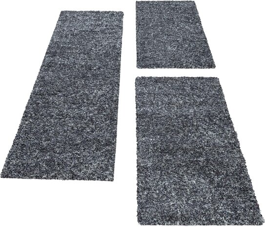 Hochflor-Läufer - Lorium Anthrazit - Weiß - Grau Hochflor-Läufer - Lorium Anthrazit - Weiß - Grau