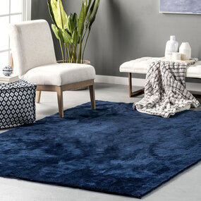 Waschbarer Teppich - Solid Dunkelblau Waschbarer Teppich - Solid Dunkelblau