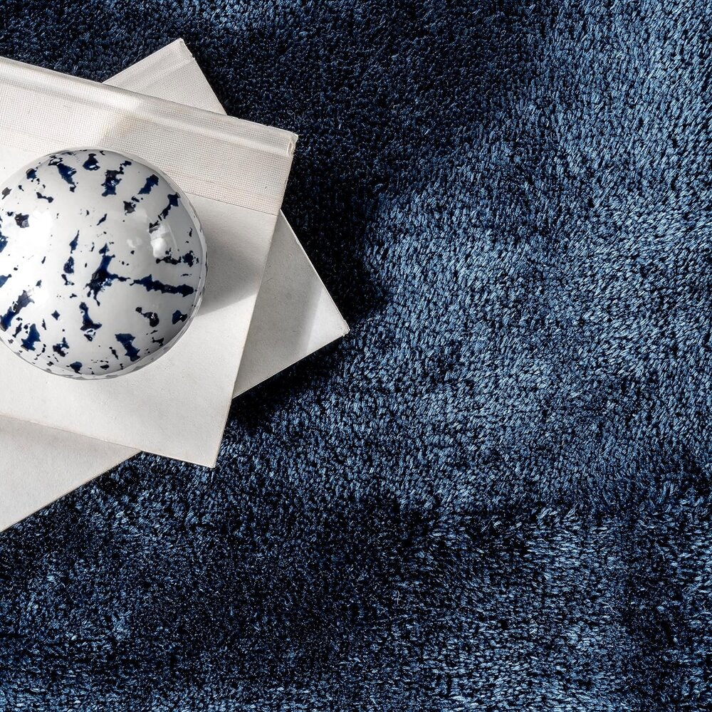 Waschbarer Teppich - Solid Dunkelblau Waschbarer Teppich - Solid Dunkelblau