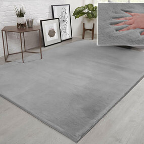 Flauschiger Teppich - Einfarbig Hochflor Superweich - HellGrau/Silber Flauschiger Teppich - Einfarbig Hochflor Superweich - HellGrau/Silber