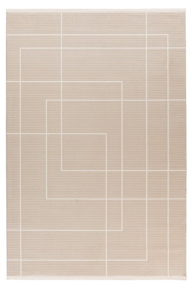 Claire Teppich - Japandi Style Blocked And Striped Modern - Beige Claire Teppich - Japandi Style Blocked And Striped Modern - Beige