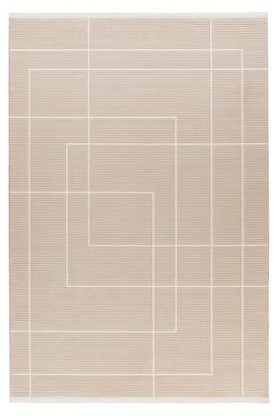 Claire Teppich - Japandi Style Blocked And Striped Modern - Beige Claire Teppich - Japandi Style Blocked And Striped Modern - Beige