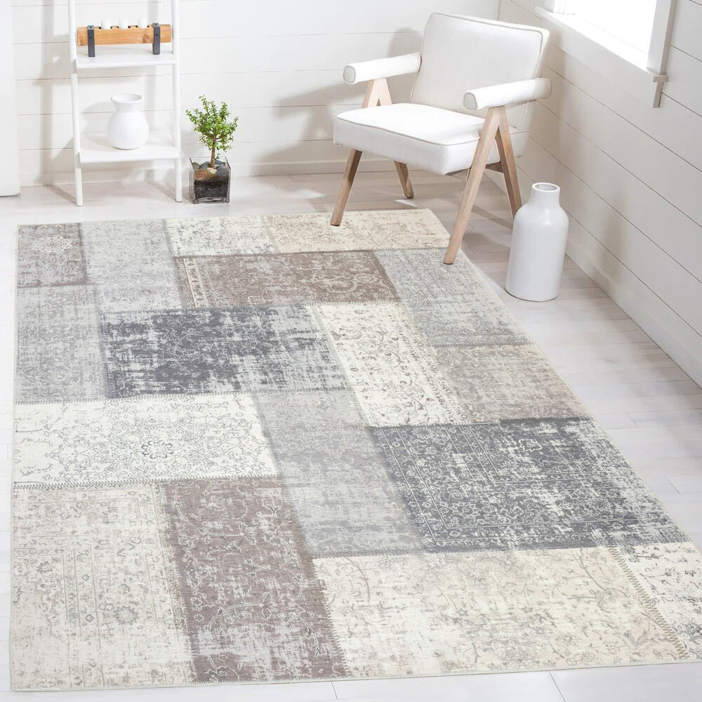 Patchwork Teppich - Burano Vintage Taupe/Grau Patchwork Teppich - Burano Vintage Taupe/Grau