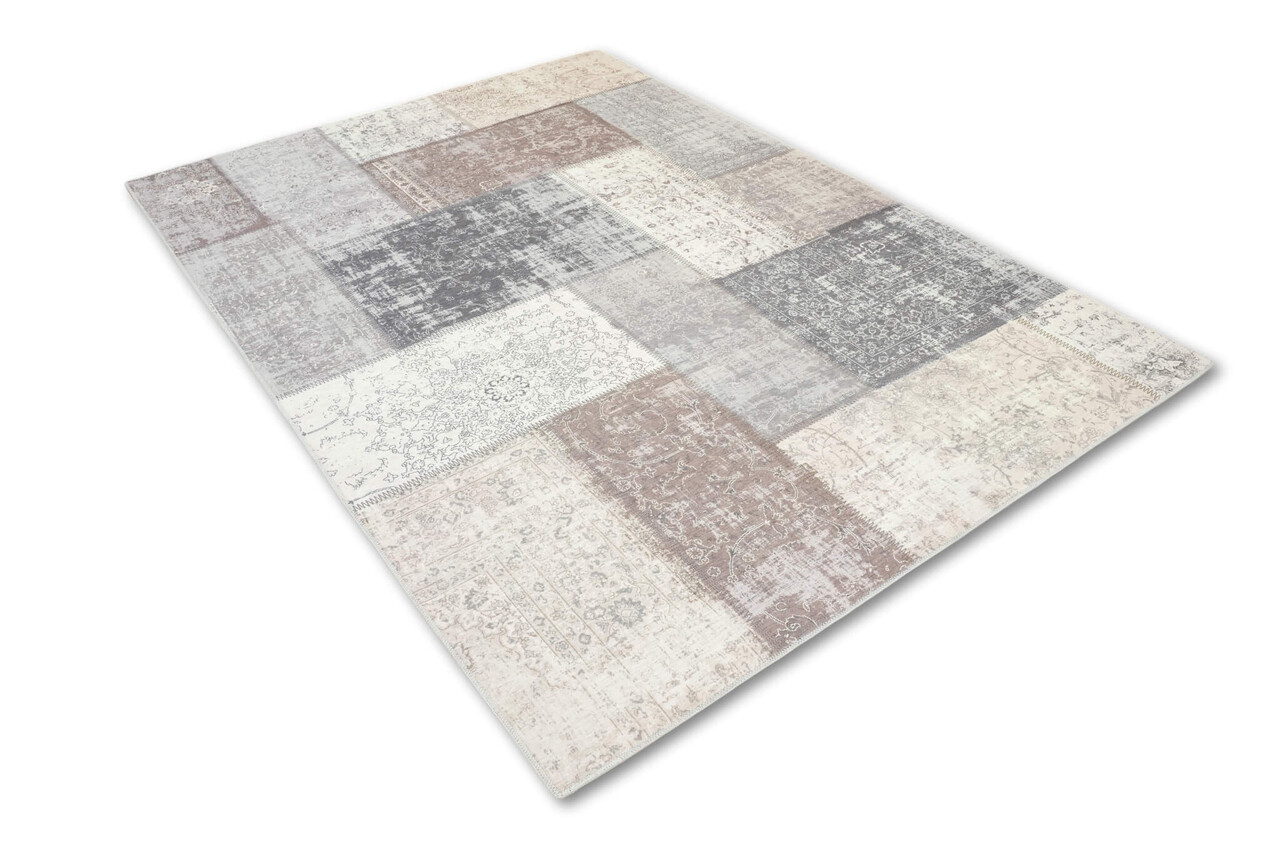 Patchwork Teppich - Burano Vintage Taupe/Grau Patchwork Teppich - Burano Vintage Taupe/Grau