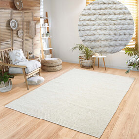 Teppich Rati - Handgewebte Wolle geflochten Modern - Creme Teppich Rati - Handgewebte Wolle geflochten Modern - Creme
