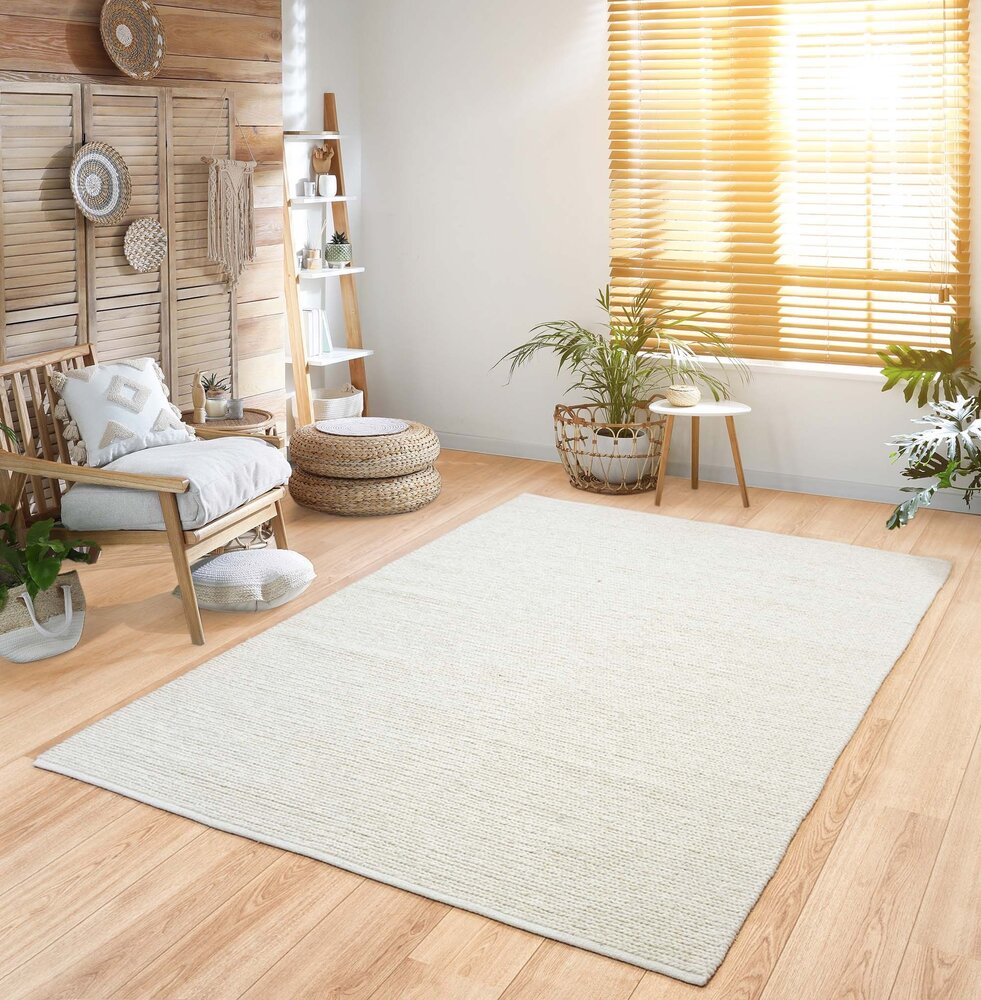 Teppich Rati - Handgewebte Wolle geflochten Modern - Creme Teppich Rati - Handgewebte Wolle geflochten Modern - Creme