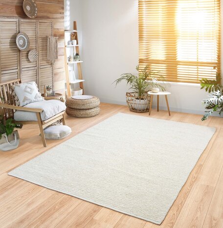 Teppich Rati - Handgewebte Wolle geflochten Modern - Creme Teppich Rati - Handgewebte Wolle geflochten Modern - Creme