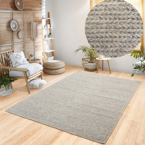 Rati Teppich - Handgewebte Wolle geflochten Modern - Beige / Taupe Rati Teppich - Handgewebte Wolle geflochten Modern - Beige / Taupe