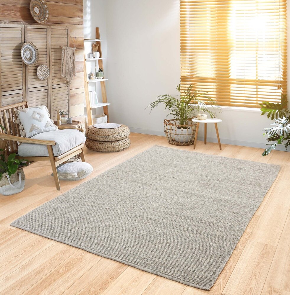 Rati Teppich - Handgewebte Wolle geflochten Modern - Beige / Taupe Rati Teppich - Handgewebte Wolle geflochten Modern - Beige / Taupe