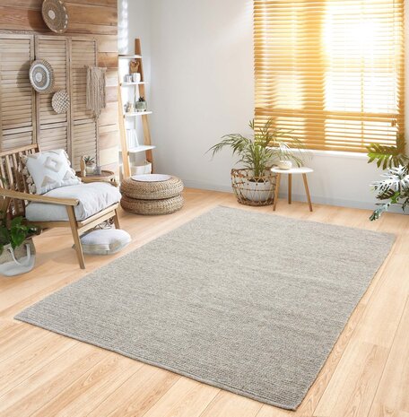 Rati Teppich - Handgewebte Wolle geflochten Modern - Beige / Taupe Rati Teppich - Handgewebte Wolle geflochten Modern - Beige / Taupe