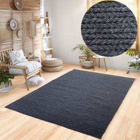 Teppich Rati - Handgewebte Wolle geflochten Modern - Anthrazit Teppich Rati - Handgewebte Wolle geflochten Modern - Anthrazit
