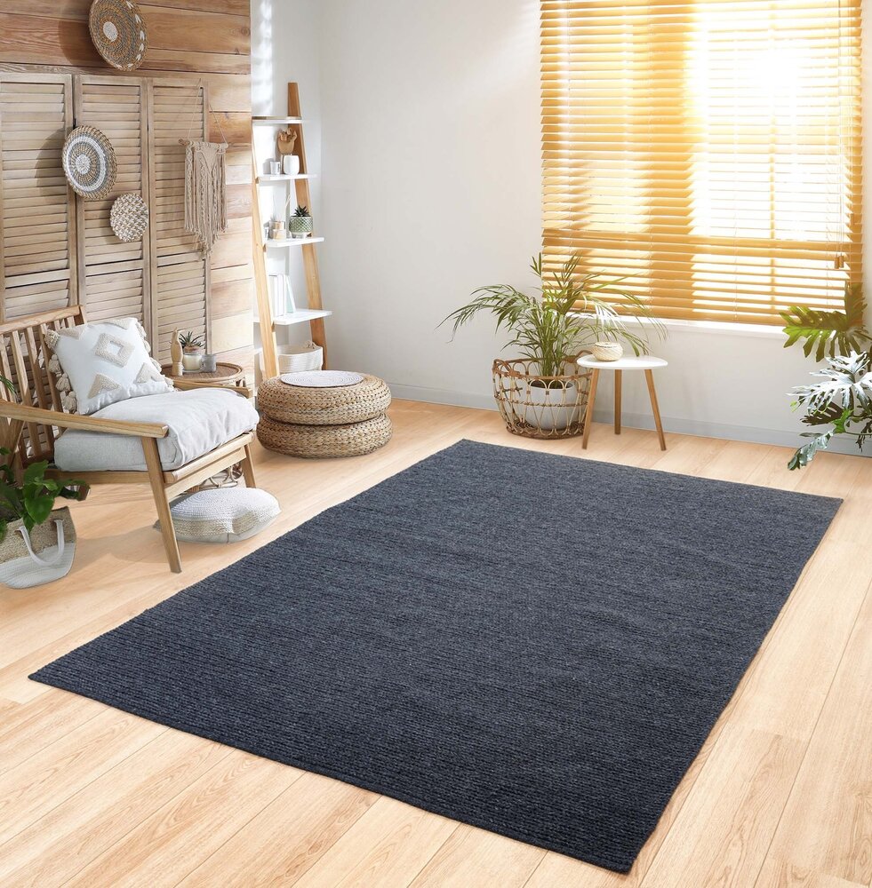 Teppich Rati - Handgewebte Wolle geflochten Modern - Anthrazit Teppich Rati - Handgewebte Wolle geflochten Modern - Anthrazit