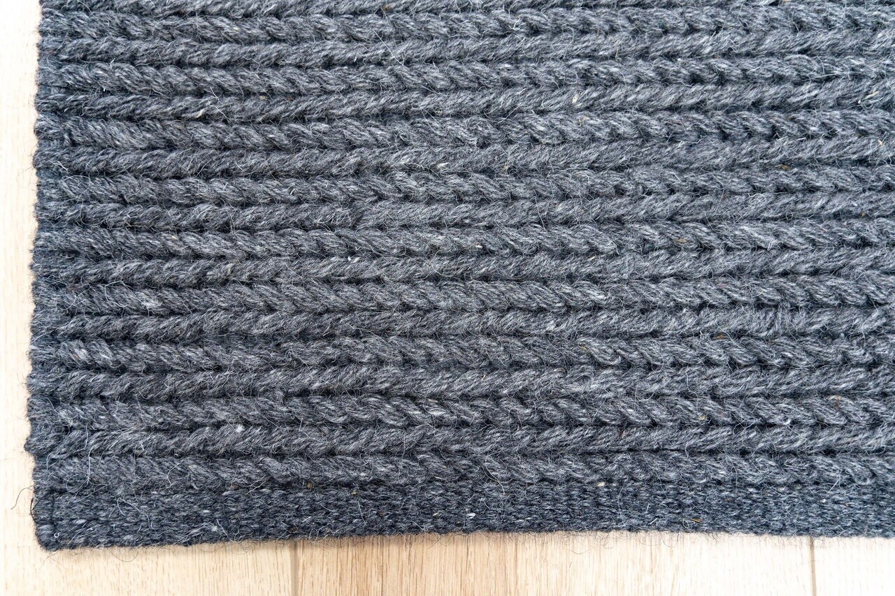 Teppich Rati - Handgewebte Wolle geflochten Modern - Anthrazit Teppich Rati - Handgewebte Wolle geflochten Modern - Anthrazit