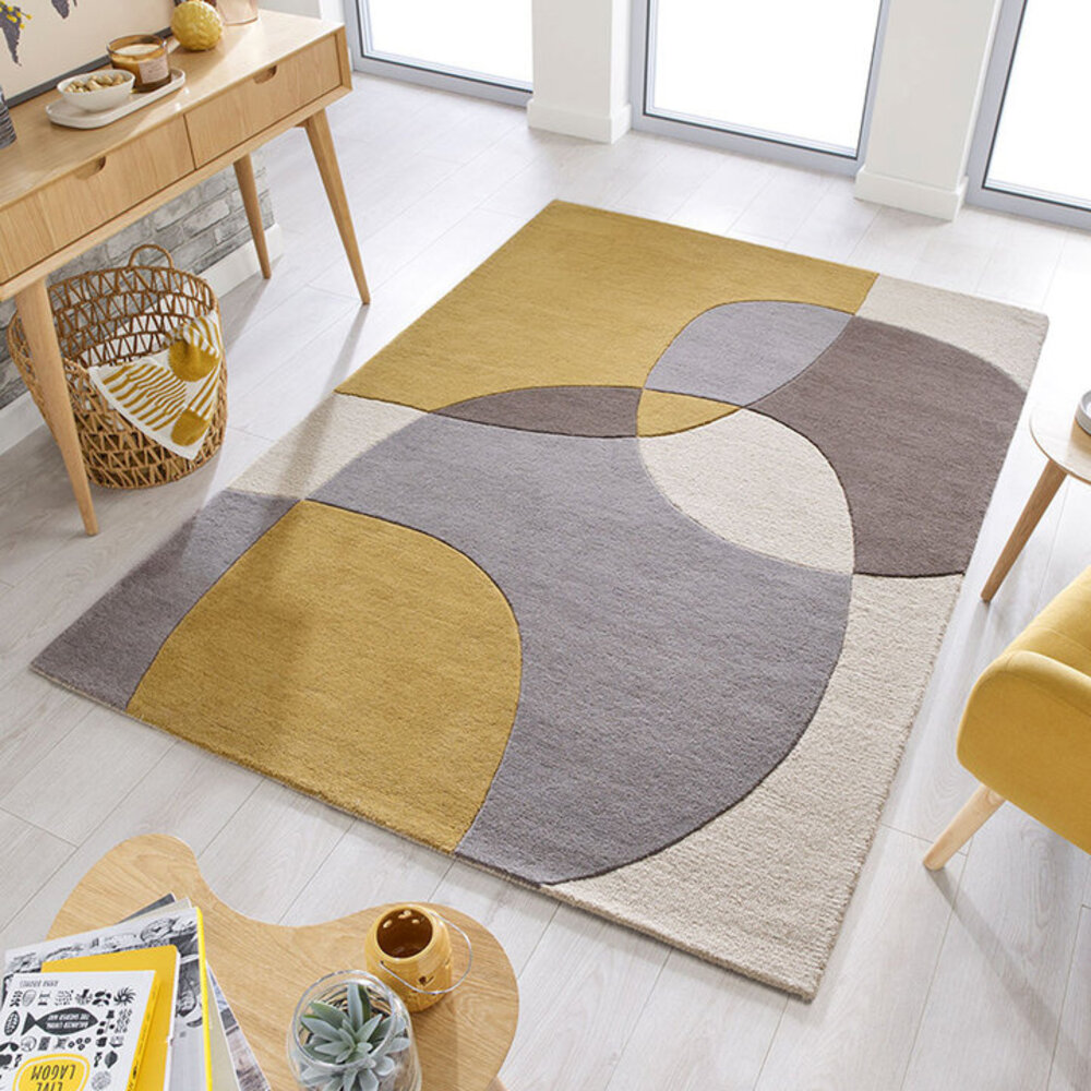 Wollteppich Abstrakt - Rado Glow Gelb/Grau Wollteppich Abstrakt - Rado Glow Gelb/Grau