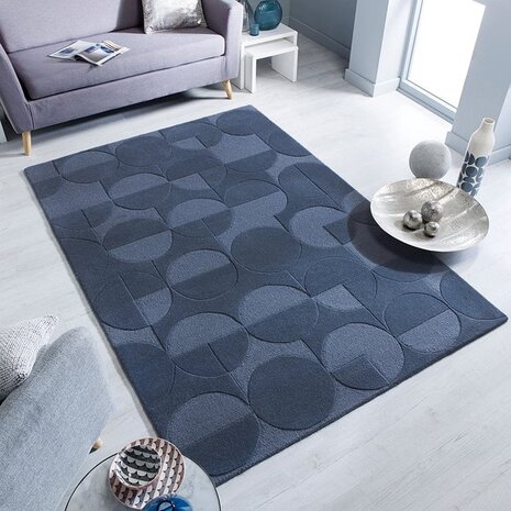 Modern Wollteppich - Gigi Blau Modern Wollteppich - Gigi Blau
