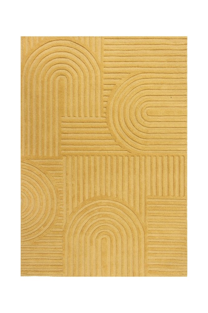 Zen-Teppich - Japandi - Kurzflor - 100% Wolle Modern - Ockergelb