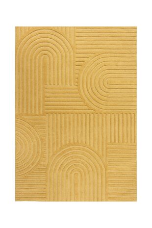 Zen-Teppich - Japandi - Kurzflor - 100% Wolle Modern - Ockergelb