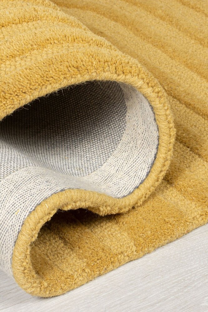 Zen-Teppich - Japandi - Kurzflor - 100% Wolle Modern - Ockergelb