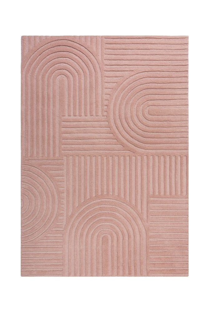 Zen-Teppich - Japandi - Kurzflor - 100% Wolle Modern - Rosa