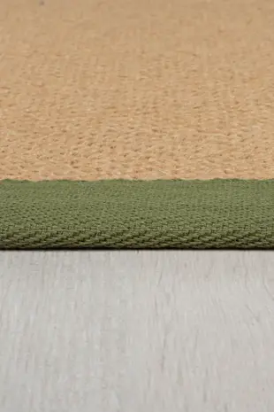 Teppich Kira - Jute - Kurzflor - Fischgrätenmuster Modern - Natur / Grün Teppich Kira - Jute - Kurzflor - Fischgrätenmuster Modern - Natur / Grün