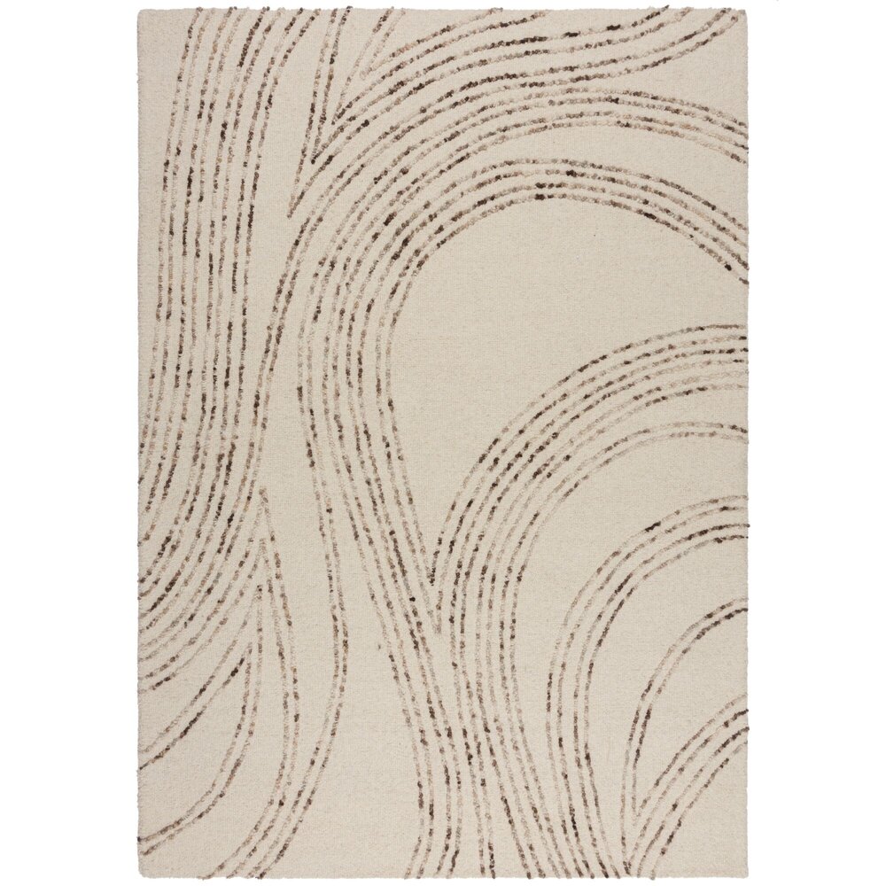 Abstrakter Swirl-Teppich - Kurzflor - 100% Wolle Modern - Natur / Braun / Beige Abstrakter Swirl-Teppich - Kurzflor - 100% Wolle Modern - Natur / Braun / Beige