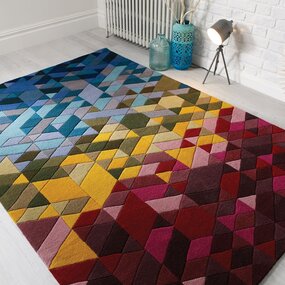 Kingston Teppich - Kurzflor - 100% Wolle - Geo Modern - Multi Kingston Teppich - Kurzflor - 100% Wolle - Geo Modern - Multi