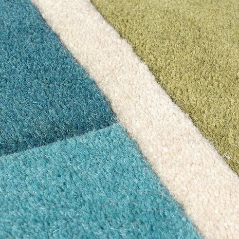 Piano Teppich - Kurzflor - 100% Wolle - Triangle Modern - Grün / Blau Piano Teppich - Kurzflor - 100% Wolle - Triangle Modern - Grün / Blau