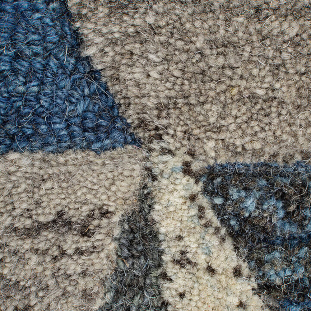 Teppich Asher - Kurzflor - 100% Wolle - Geo Modern - Blau Teppich Asher - Kurzflor - 100% Wolle - Geo Modern - Blau