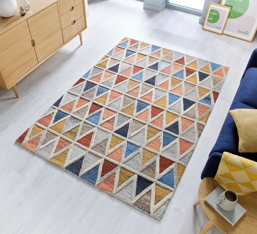 Moretz Teppich - Kurzflor - 100% Wolle - Geo Modern - Multi Moretz Teppich - Kurzflor - 100% Wolle - Geo Modern - Multi