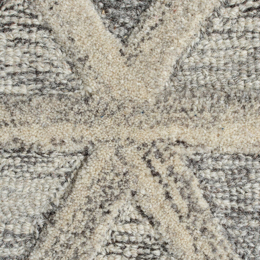 Fluss-Teppich - Kurzflor - 100% Wolle - Geo Modern - Grau / Multi