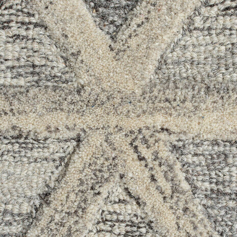 Fluss-Teppich - Kurzflor - 100% Wolle - Geo Modern - Grau / Multi