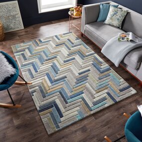 Teppich Russo - Kurzflor - 100% Wolle - Geo Modern - Natur / Multi Teppich Russo - Kurzflor - 100% Wolle - Geo Modern - Natur / Multi