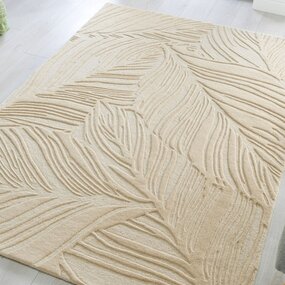 Modern Wollteppich - Lino Leaf Natur / Creme Modern Wollteppich - Lino Leaf Natur / Creme