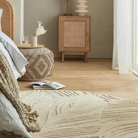 Rund Modern Wollteppich - Lino Leaf Natur / Creme Rund Modern Wollteppich - Lino Leaf Natur / Creme