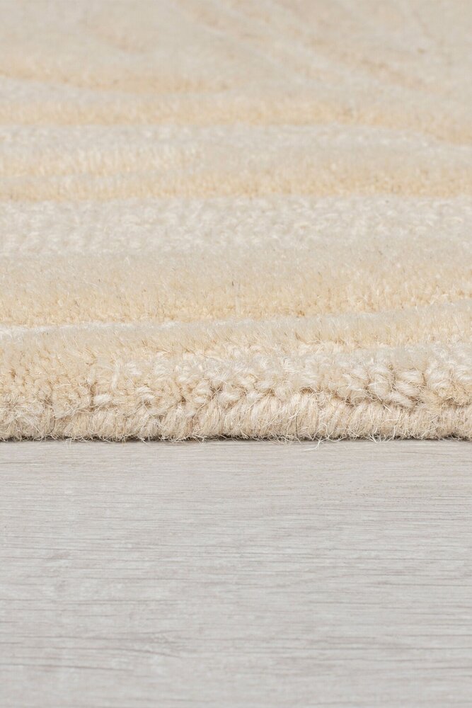 Rund Modern Wollteppich - Lino Leaf Natur / Creme Rund Modern Wollteppich - Lino Leaf Natur / Creme