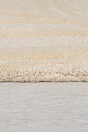 Rund Modern Wollteppich - Lino Leaf Natur / Creme Rund Modern Wollteppich - Lino Leaf Natur / Creme