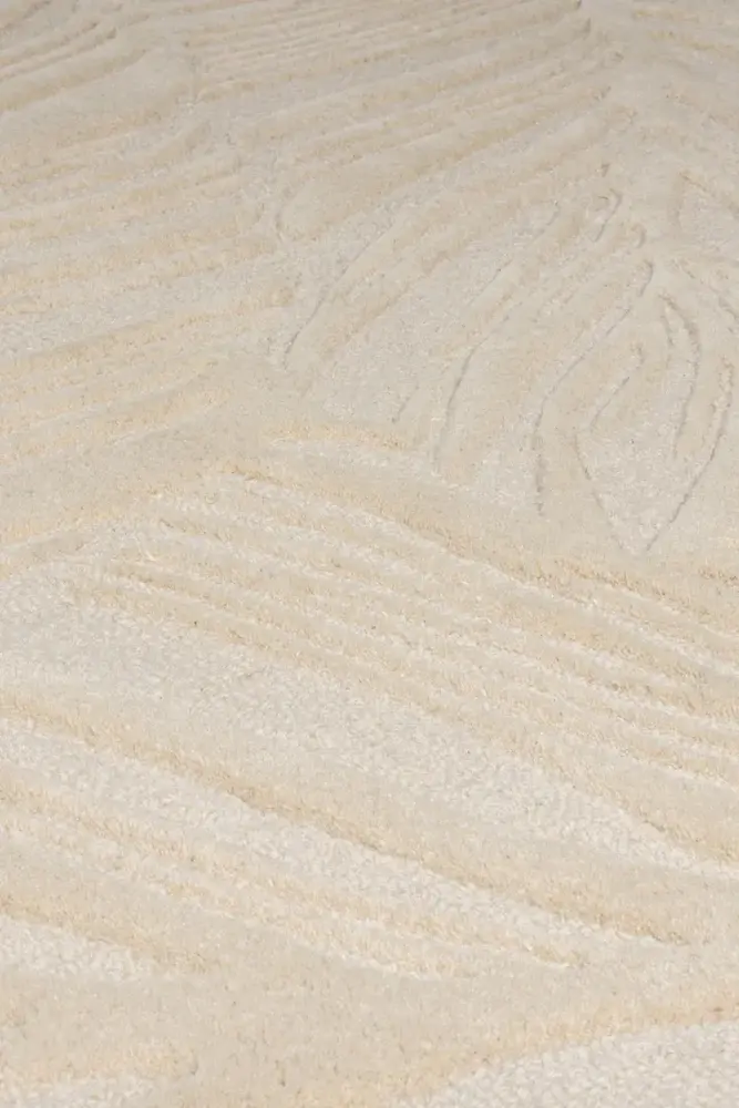 Rund Modern Wollteppich - Lino Leaf Natur / Creme Rund Modern Wollteppich - Lino Leaf Natur / Creme